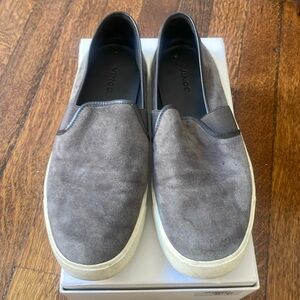 Vince Gray Suede Slip On Sneakers